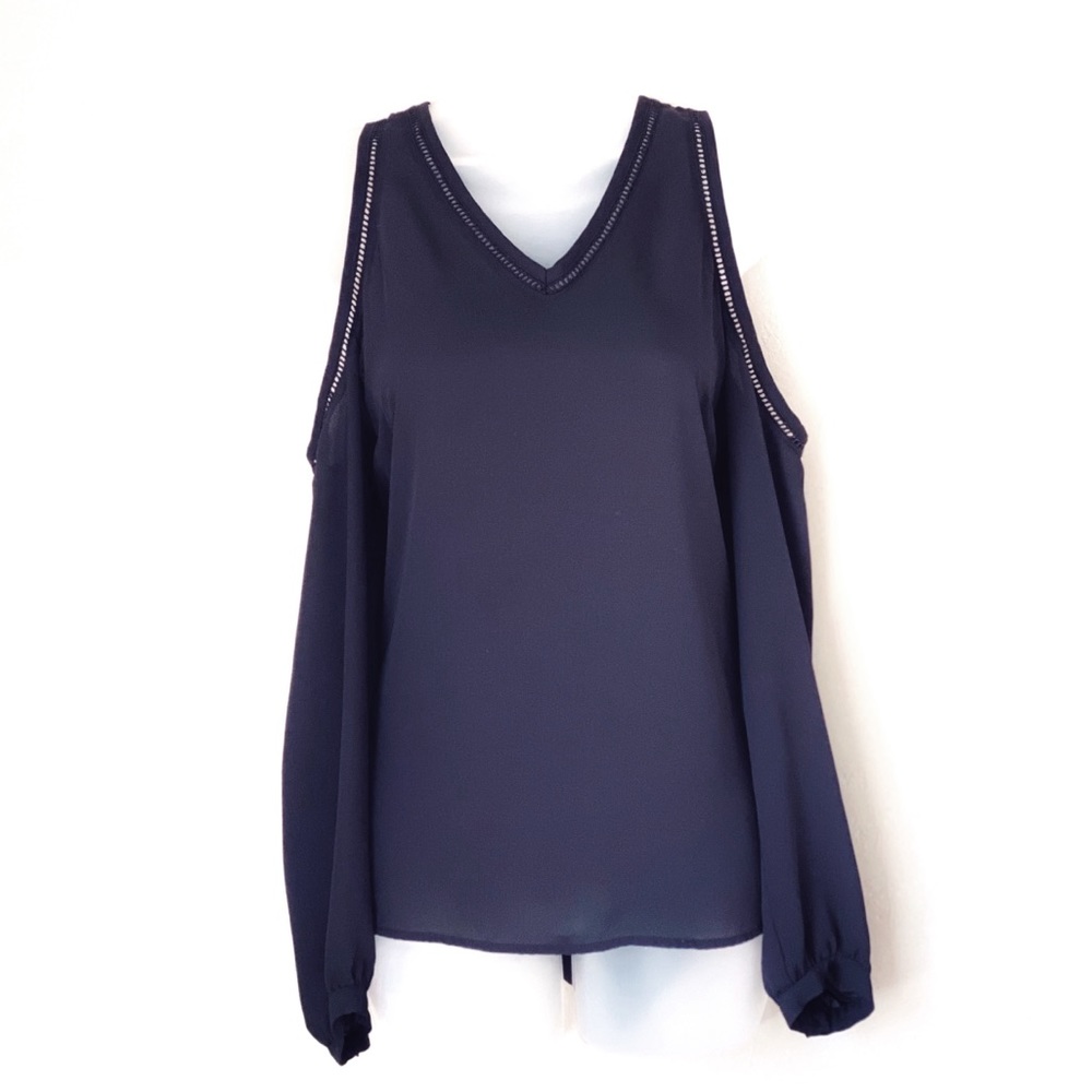 Black Blouse with Cut-Out Sleeves